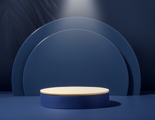 Glowing Opportunity: Dark Blue Podium for Product Showcase