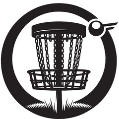 Disc golf basket elements vector silhouette