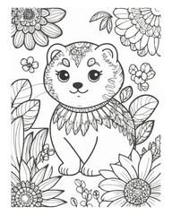 Women face coloring book page for kids