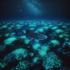 Fototapeta premium Scenery of Whale Shark in the Ocean