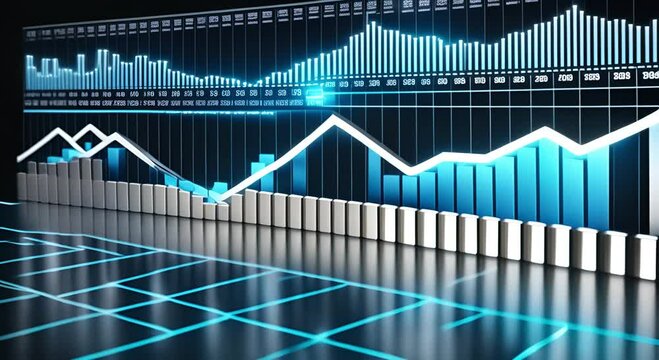 Digital bar chart with growing business concept 4K Resolution