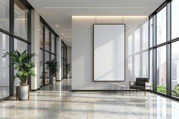 Obraz premium Empty Wall Mockup in Modern Office Interior created with Generative AI