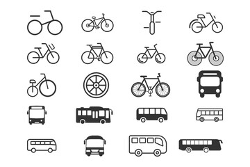 bicycle and bus Transport Icon