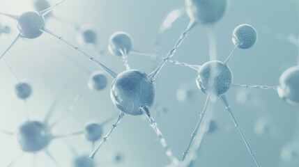 Minimalistic Digital Animation of Interconnected Spheres, Illustrating a Futuristic Network and Complex Data Structure