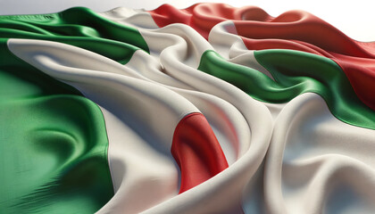 Close-Up of Italy Flag Fabric Texture on White Background
