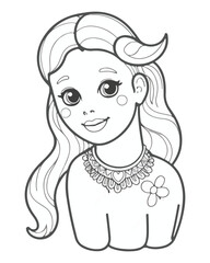 Women face coloring book page for kids