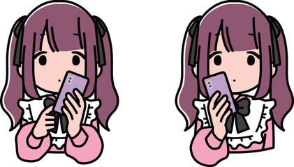 スマホを持つツインテールの地雷系女の子