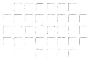 Set Hand Draw Of Corners Different Shapes Flower Decoration Vector Design Doodle Sketch Style For Wedding And Banner