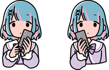 スマホを持つ地雷系・姫系女の子