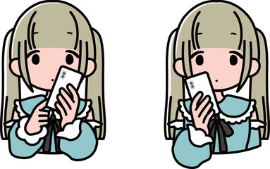 スマホを持つツインテールの地雷系・姫系女の子