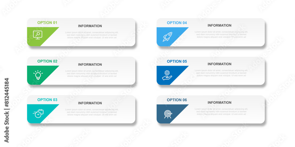 Aufkleber Design template infographic vector element with 6 step or option