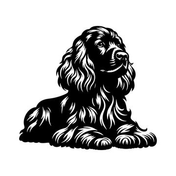 Cocker Spaniel Vector Silhouette- Minimalist Cocker Spaniel Vector- Illustration of Cocker Spaniel.