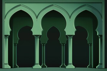 illustration of abstract beautiful green color eid background.