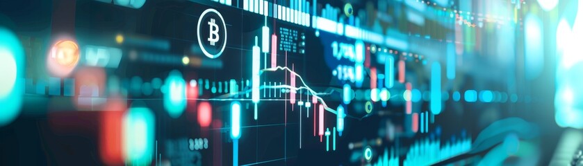  Computer software displays digital currency exchange stock charts for financial analysis