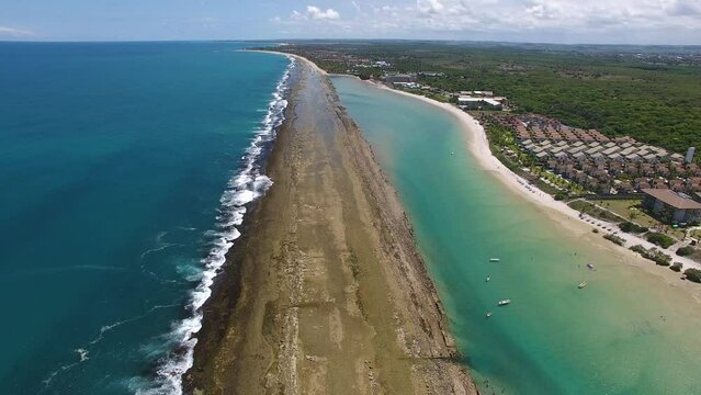 Aerial view of reefs on Muro Alto Beach, Porto de Galinhas - Ipojuca, Pernambuco, Brazil