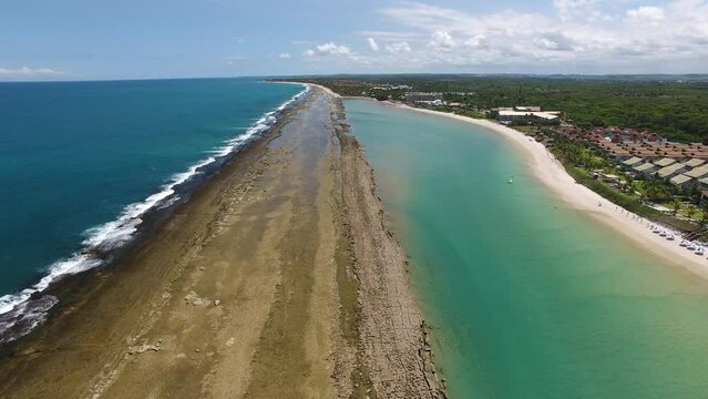 Aerial view of reefs on Muro Alto Beach, Porto de Galinhas - Ipojuca, Pernambuco, Brazil