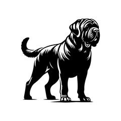 Obraz premium Minimalist English Mastiff Vector- Silhouette of English Mastiff- Illustration Of English Mastiff.