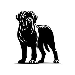 Minimalist English Mastiff Vector- Silhouette of English Mastiff- Illustration Of English Mastiff.