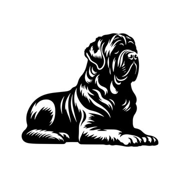 Minimalist English Mastiff Vector- Silhouette of English Mastiff- Illustration Of English Mastiff.
