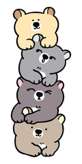 Fototapeta premium Vector Illustration of Cute Cartoon Bear Pile on Isolated Background