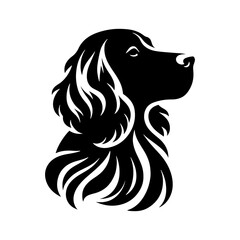 Dog Silhouette- English Springer Spaniel vector silhouette- English Springer Spaniel Illustration- Minimalist English Springer Spaniel Vector Silhouette.