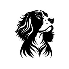 Dog Silhouette- English Springer Spaniel vector silhouette- English Springer Spaniel Illustration- Minimalist English Springer Spaniel Vector Silhouette.