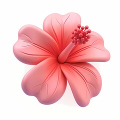 cute hibiscus flower icon, 3D render, white background, generative AI
