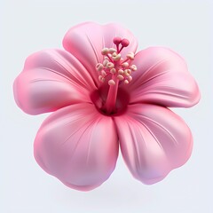 cute hibiscus flower icon, 3D render, white background, generative AI