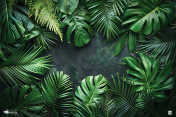 A close up of a leafy green plant with a dark background. Concept of calm and tranquility, as the lush green leaves seem to be in harmony with the dark background