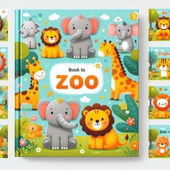 Children's Book Cover Design Featuring Zoo Animals