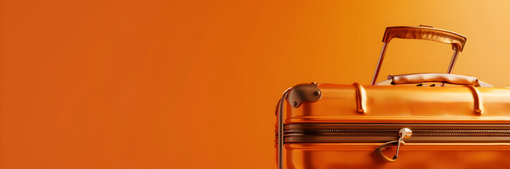 Eye-catching luggage handle cover web banner. Luggage handle cover isolated on orange background with copy space.