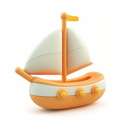 cute ship icon, 3D render, white background, generative AI