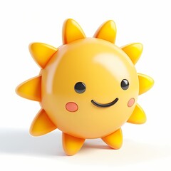 cute sun icon, 3D render, white background, generative AI