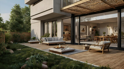 living room with a porch