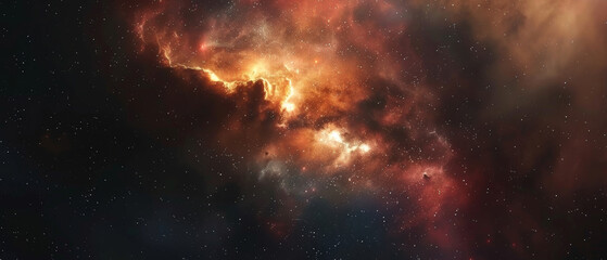 Naklejka premium Majestic cosmic clouds swirl in a mesmerizing celestial spectacle.