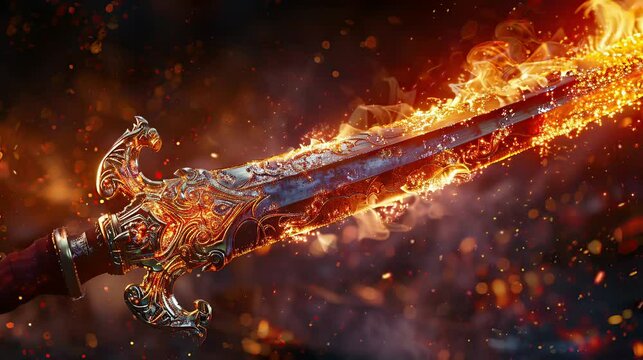 a magic sword that was the pride of a king that was truly amazing. seamless looping time-lapse virtual 4K video Animation Background.