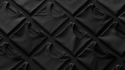 Fototapeta premium A collection of black t-shirts display neatly arranged with ample copy space