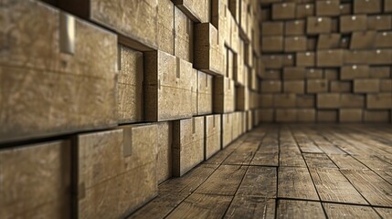 stacked cardboard boxes , warehouse storage