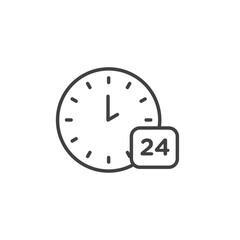 Continuous Time Icon Set. 24-Hour Operations Vector Symbol.