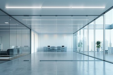 Obraz premium Empty Wall Mockup in Modern Office Interior created with Generative AI