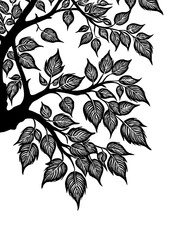 Tree . Black and white botanical pattern. For use in graphics, materials. Abstract plant shapes. Minimalist illustration for printing on wall decorations. Generated by Ai - obrazy, fototapety, plakaty