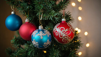 Christmas tree decorations - obrazy, fototapety, plakaty