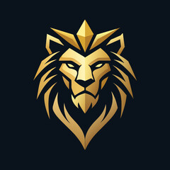 black Golden Aura Unique golden roaring Lion face, front view, Logo Vector Radiating Luxury and Refinement