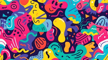 Vibrant Cartoon Elements Seamless Pattern