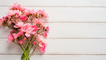 Valentine's Day Elegance: Pink Flowers on White Wood