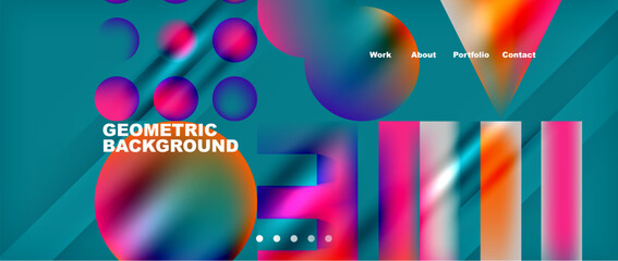 Various colorful geometric shapes abstract web template with gradients and light blur effects. Vector Illustration For Wallpaper, Banner, Background, Card, Book Illustration, landing page