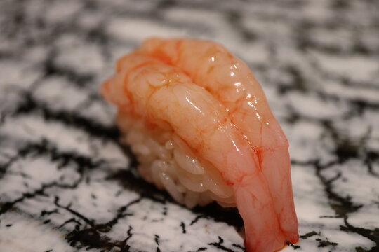 Edomae (Edo style) nigiri sushi: sweet shrimp