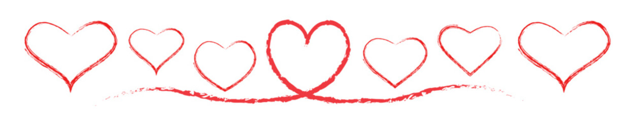 Continuous heart line drawing Fancy minimalist illustration, hand drawn heart shapes with brush strokes