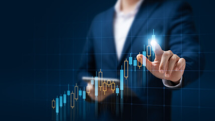 Businessman analyzing financial data. Stock market. Business success and growth. Businessman...