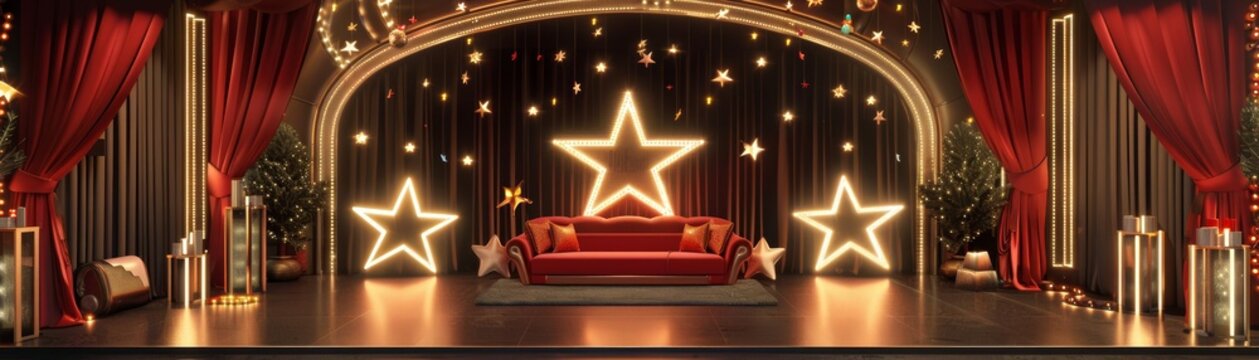 Movie star flat design front view Hollywood theme Triadic Color Scheme